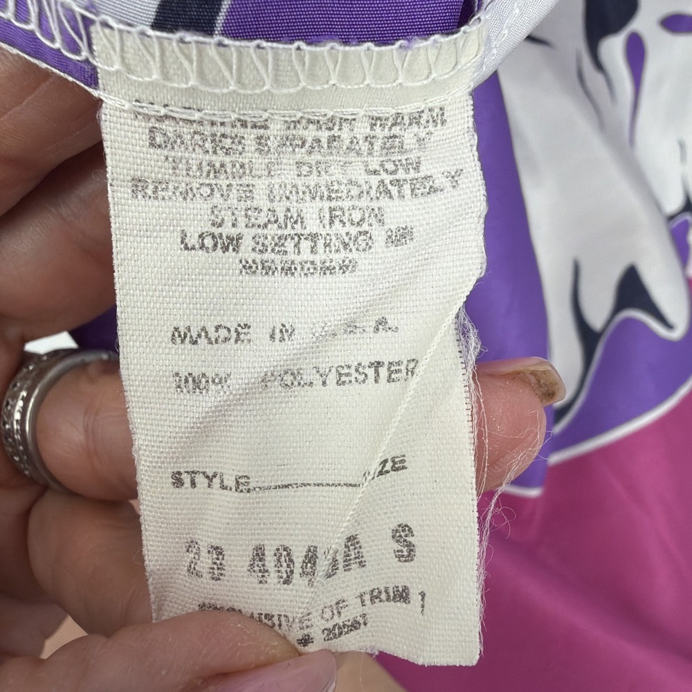 Oscar De La Renta Vtg Purple Floral 3/4 Sleeve Kaftan Mimi House Dress One‎ Size - Picture 5 of 6
